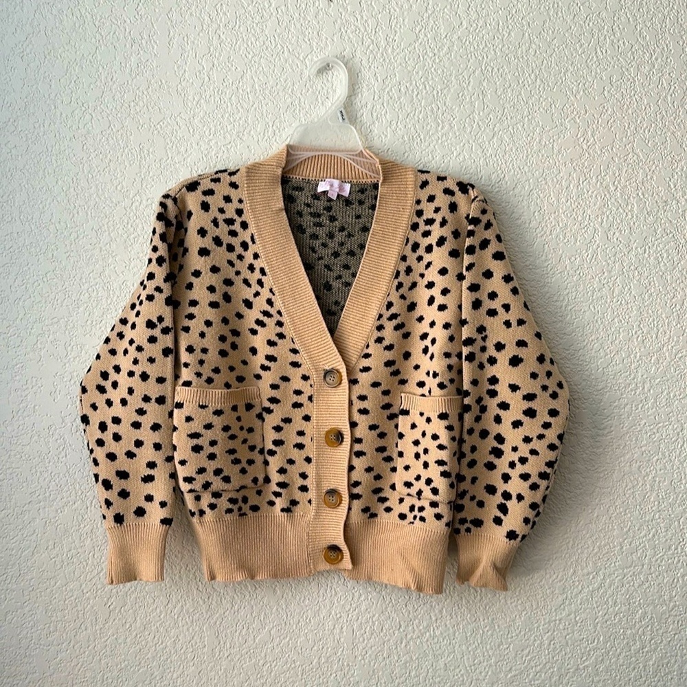 Pink Lily Brown Cheetah Print Cardigan Size S - Picture 6 of 6